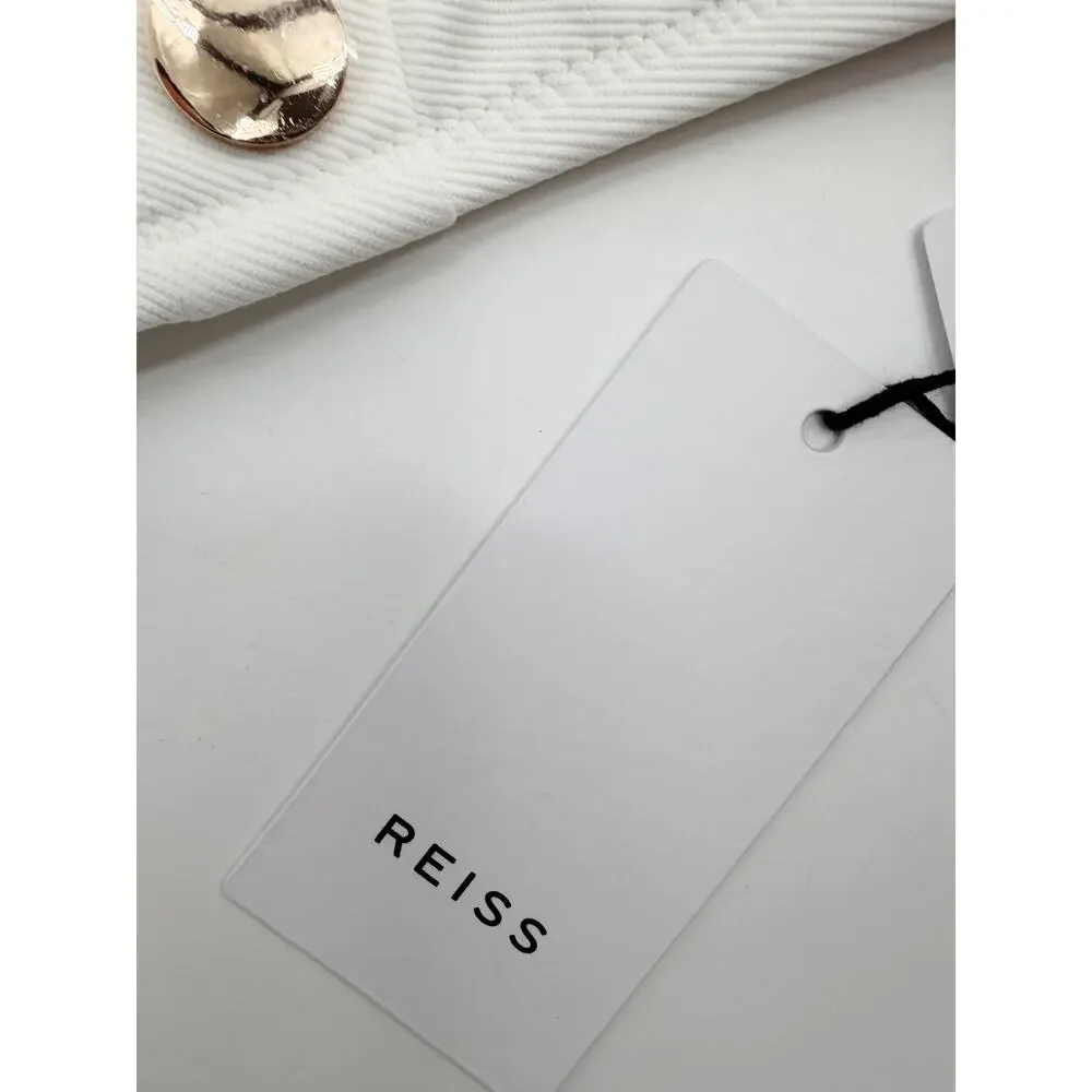 REISS Bikini Top Size 6 NEW White w/ Button Swim Separates Swimsuit Bailey